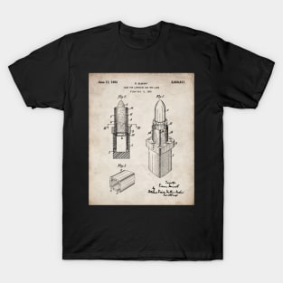 Lipstick Patent - Makeup Artist Beauty School Art - Antique T-Shirt